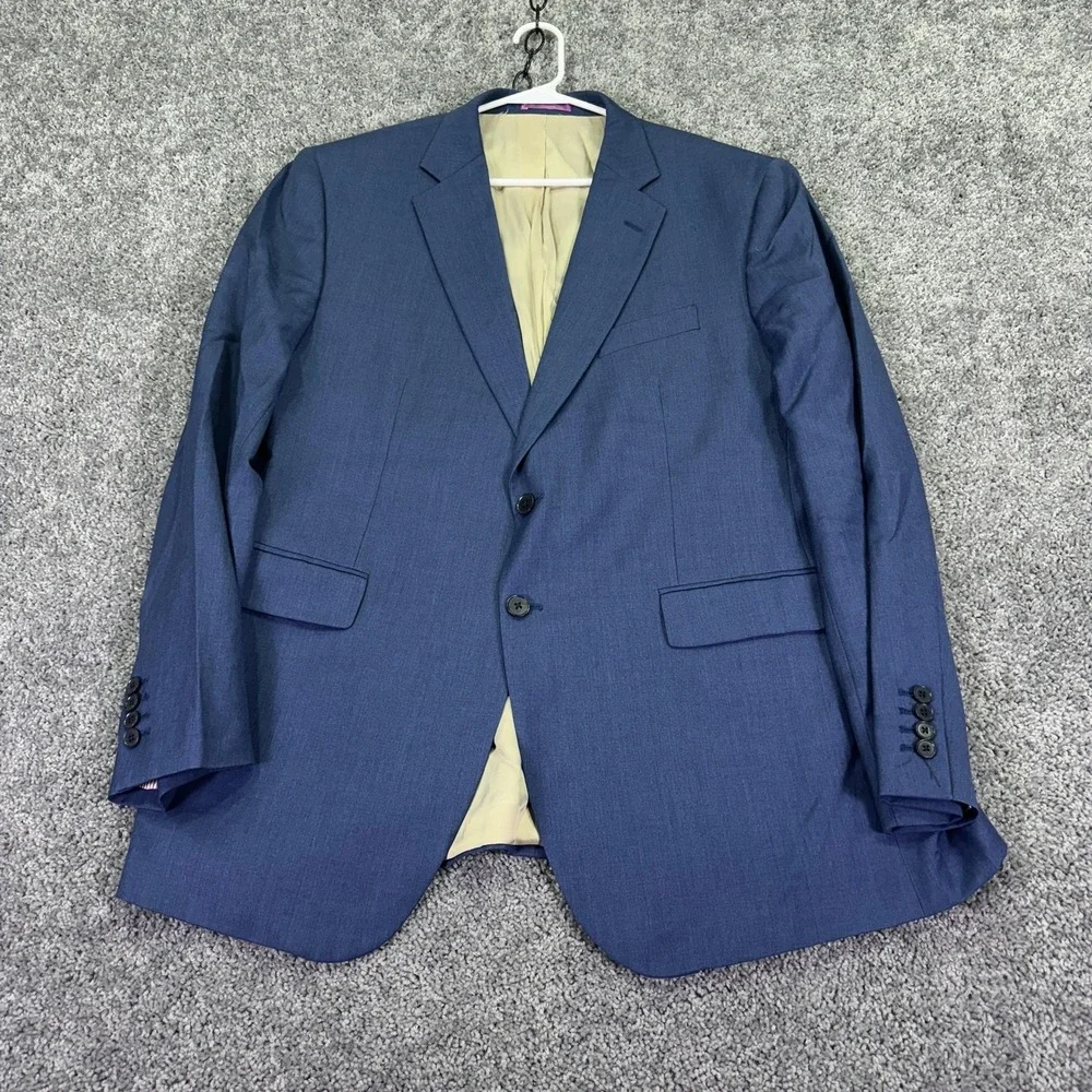Charles Tyrwhitt Suit Jacket Mens 46 Blue Slim Fit Wool Blazer Business Formal
